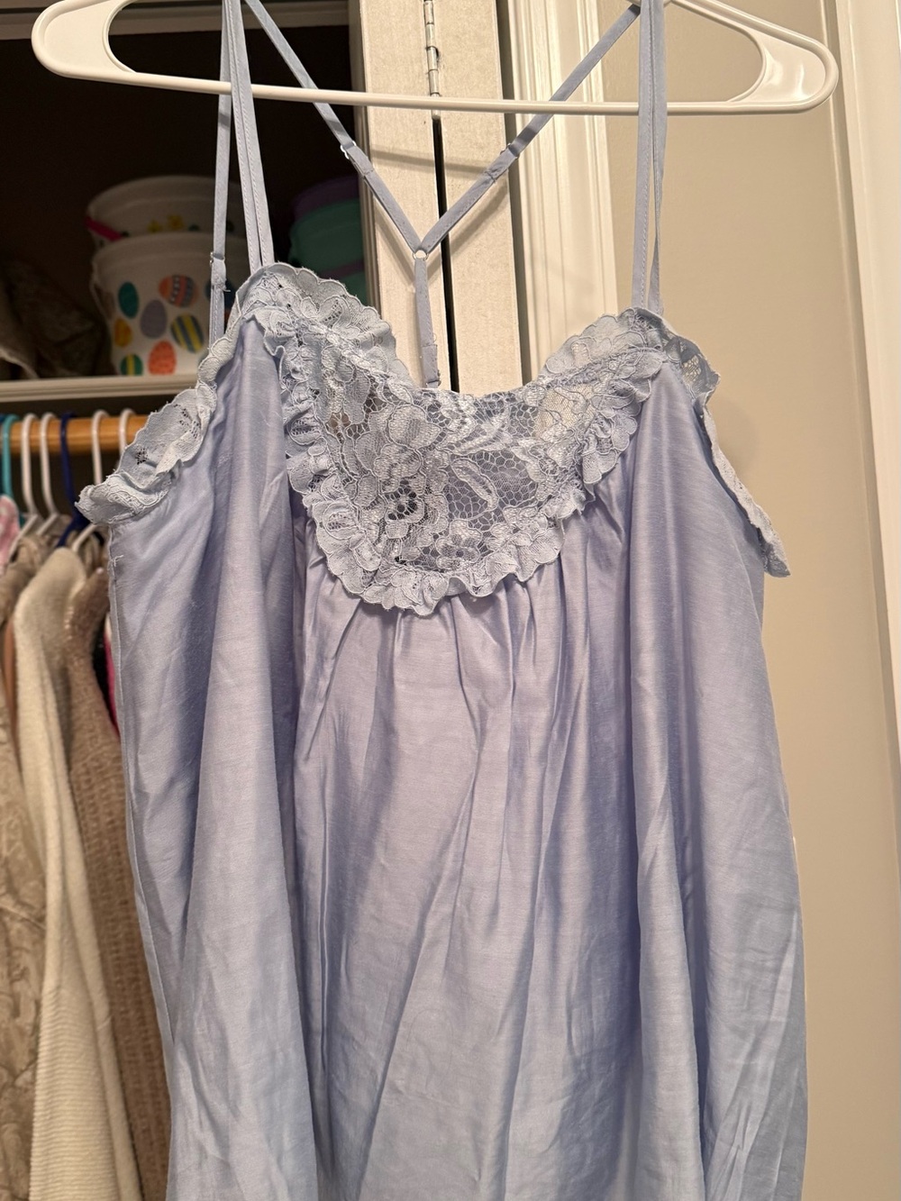 Light Blue Lace-Trim Camisole Tank Top - Women's